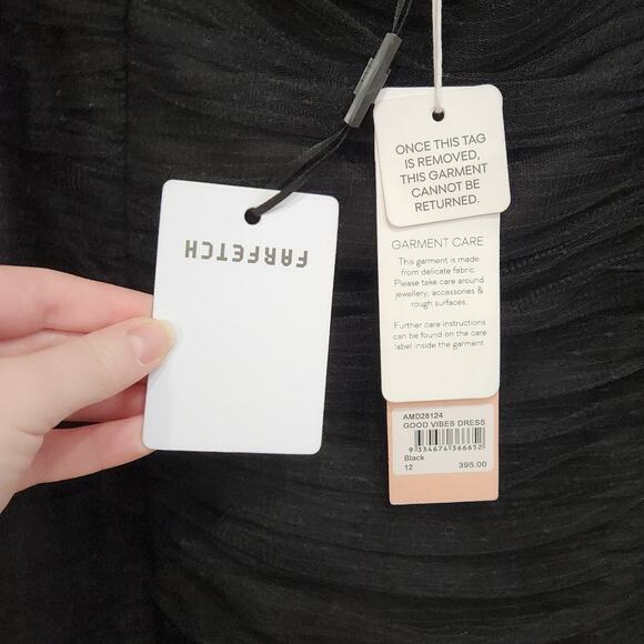 Alice McCall Goodvibes Tulle Tie Off Shoulder Fitted Mini Dress Black Size US 8 - Picture 14 of 15